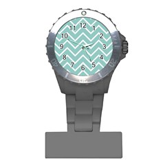 Blue And White Chevron Nurses Watch by zenandchic