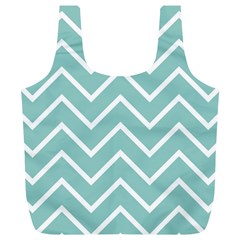 Blue And White Chevron Reusable Bag (xl) by zenandchic