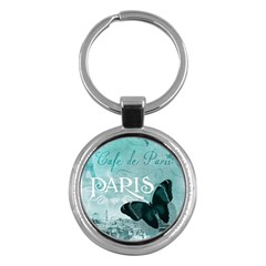 Paris Butterfly Key Chain (round)