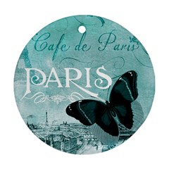 Paris Butterfly Round Ornament (two Sides) by zenandchic