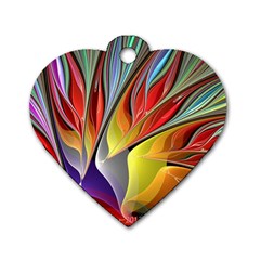 Fractal Bird Of Paradise Dog Tag Heart (two Sides) by WolfepawFractals