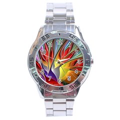 Fractal Bird Of Paradise Stainless Steel Analogue Watch
