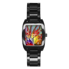 Fractal Bird Of Paradise Stainless Steel Barrel Watch by WolfepawFractals