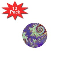 Sea Shell Spiral, Abstract Violet Cyan Stars 1  Mini Button (10 Pack) by DianeClancy