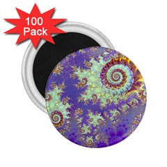 Sea Shell Spiral, Abstract Violet Cyan Stars 2 25  Button Magnet (100 Pack) by DianeClancy