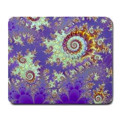 Sea Shell Spiral, Abstract Violet Cyan Stars Large Mouse Pad (rectangle) by DianeClancy