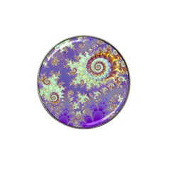 Sea Shell Spiral, Abstract Violet Cyan Stars Golf Ball Marker 4 Pack (for Hat Clip) by DianeClancy