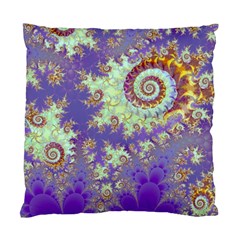 Sea Shell Spiral, Abstract Violet Cyan Stars Cushion Case (two Sided)  by DianeClancy