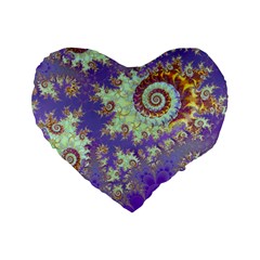 Sea Shell Spiral, Abstract Violet Cyan Stars 16  Premium Heart Shape Cushion  by DianeClancy