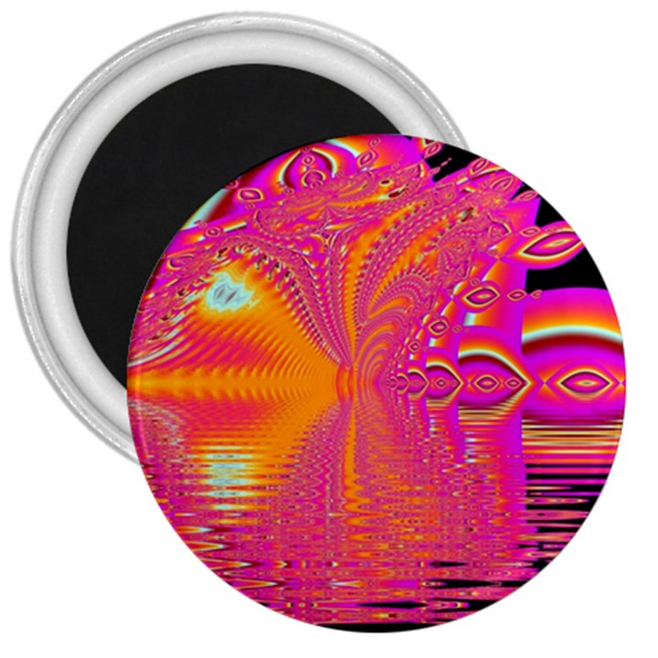 Magenta Boardwalk Carnival, Abstract Ocean Shimmer 3  Button Magnet