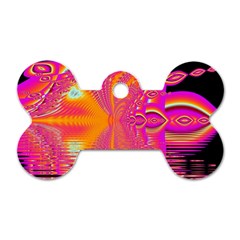 Magenta Boardwalk Carnival, Abstract Ocean Shimmer Dog Tag Bone (one Sided) by DianeClancy