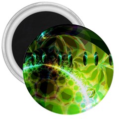 Dawn Of Time, Abstract Lime & Gold Emerge 3  Button Magnet by DianeClancy