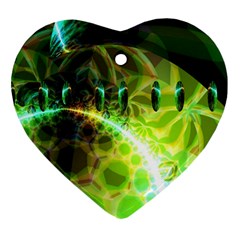 Dawn Of Time, Abstract Lime & Gold Emerge Heart Ornament by DianeClancy