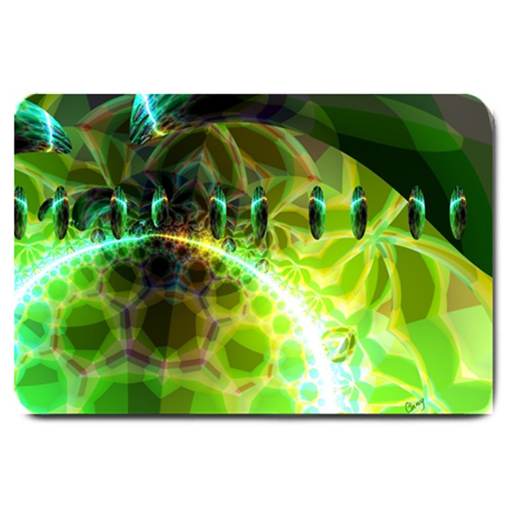Dawn Of Time, Abstract Lime & Gold Emerge Large Door Mat