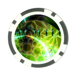 Dawn Of Time, Abstract Lime & Gold Emerge Poker Chip by DianeClancy