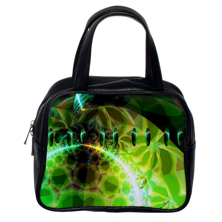 Dawn Of Time, Abstract Lime & Gold Emerge Classic Handbag (One Side)