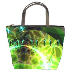 Dawn Of Time, Abstract Lime & Gold Emerge Bucket Handbag by DianeClancy