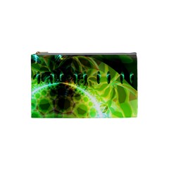 Dawn Of Time, Abstract Lime & Gold Emerge Cosmetic Bag (small) by DianeClancy