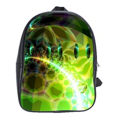 Dawn Of Time, Abstract Lime & Gold Emerge School Bag (large) by DianeClancy