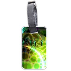 Dawn Of Time, Abstract Lime & Gold Emerge Luggage Tag (two Sides) by DianeClancy