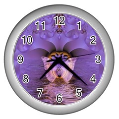 Artsy Purple Awareness Butterfly Wall Clock (silver) by FunWithFibro