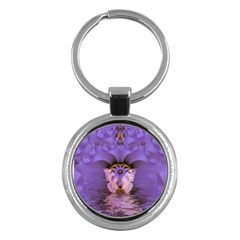 Artsy Purple Awareness Butterfly Key Chain (round)