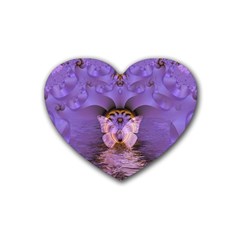 Artsy Purple Awareness Butterfly Drink Coasters 4 Pack (heart)  by FunWithFibro