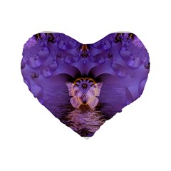 Artsy Purple Awareness Butterfly 16  Premium Heart Shape Cushion  by FunWithFibro