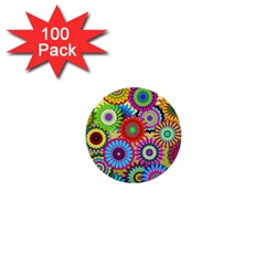 Psychedelic Flowers 1  Mini Button (100 Pack)