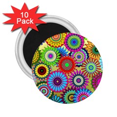 Psychedelic Flowers 2 25  Button Magnet (10 Pack)