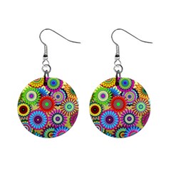 Psychedelic Flowers Mini Button Earrings