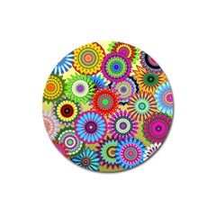 Psychedelic Flowers Magnet 3  (round)