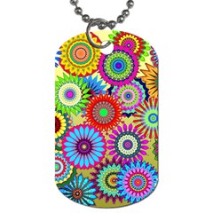 Psychedelic Flowers Dog Tag (two-sided)  by StuffOrSomething