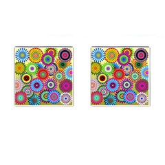 Psychedelic Flowers Cufflinks (square) by StuffOrSomething