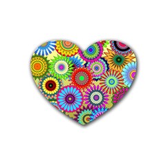 Psychedelic Flowers Drink Coasters (heart)