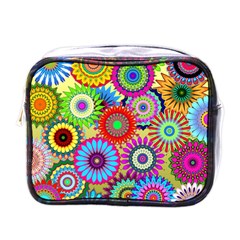 Psychedelic Flowers Mini Travel Toiletry Bag (one Side)