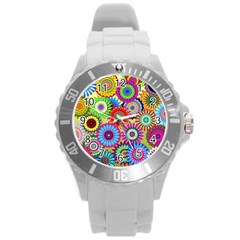 Psychedelic Flowers Plastic Sport Watch (large)