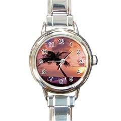 Sunset At The Beach Round Italian Charm Watch