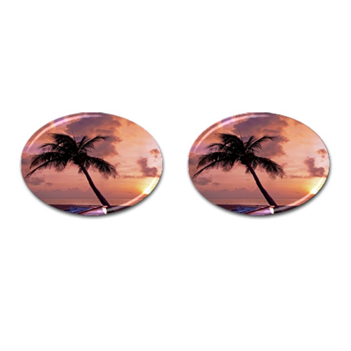 Sunset At The Beach Cufflinks (Oval)