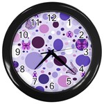 Purple Awareness Dots Wall Clock (Black) Front