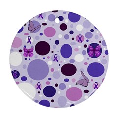 Purple Awareness Dots Round Ornament (two Sides) by FunWithFibro