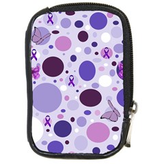 Purple Awareness Dots Compact Camera Leather Case