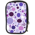 Purple Awareness Dots Compact Camera Leather Case Front