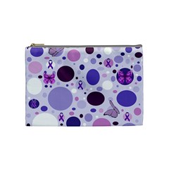 Purple Awareness Dots Cosmetic Bag (medium) by FunWithFibro