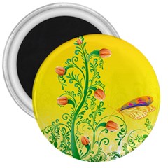 Whimsical Tulips 3  Button Magnet by StuffOrSomething