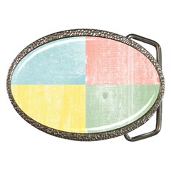 Pastel Textured Squares Belt Buckle (oval) by StuffOrSomething