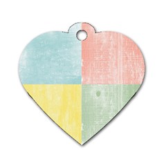 Pastel Textured Squares Dog Tag Heart (one Sided)  by StuffOrSomething