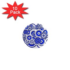 Trippy Blue Swirls 1  Mini Button Magnet (10 Pack) by StuffOrSomething
