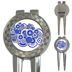 Trippy Blue Swirls Golf Pitchfork & Ball Marker by StuffOrSomething