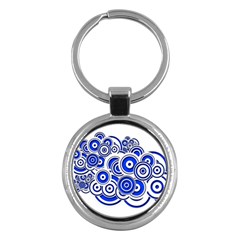 Trippy Blue Swirls Key Chain (round) by StuffOrSomething